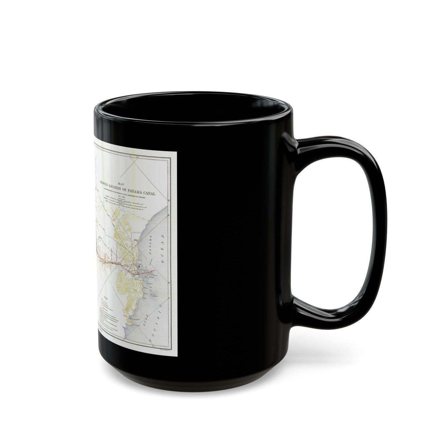 Central America - Panama Canal (1905) (Map) Black Coffee Mug-The Sticker Space