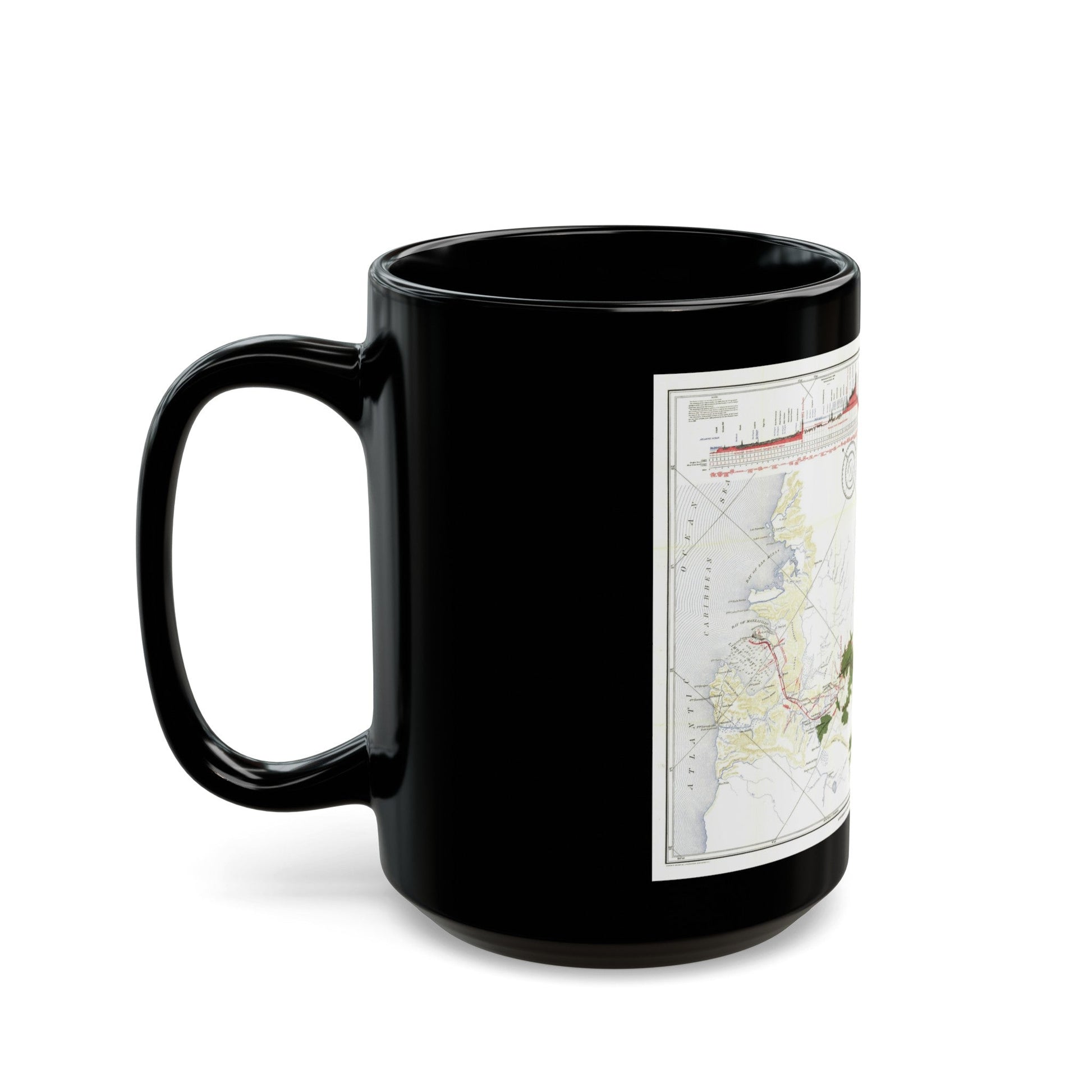 Central America - Panama Canal (1905) (Map) Black Coffee Mug-The Sticker Space