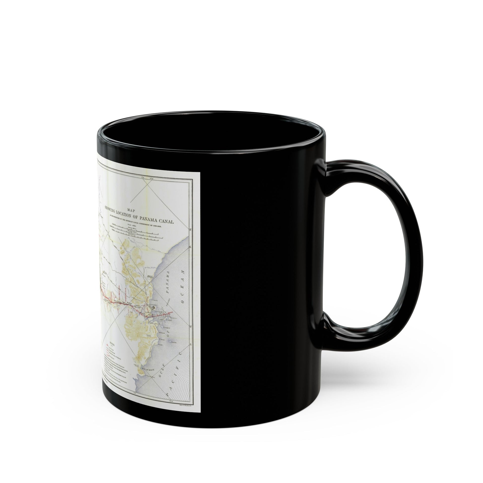 Central America - Panama Canal (1905) (Map) Black Coffee Mug-The Sticker Space