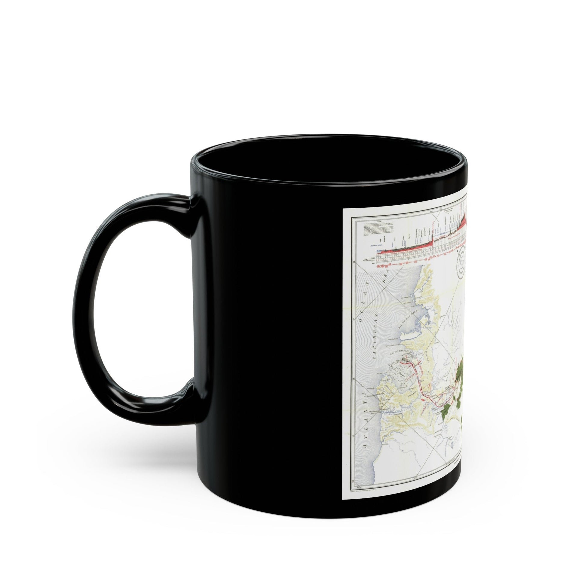 Central America - Panama Canal (1905) (Map) Black Coffee Mug-The Sticker Space