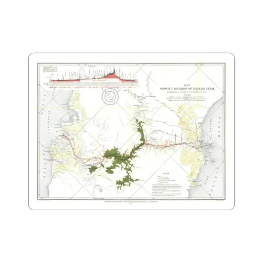Central America - Panama Canal (1905) (Map) STICKER Vinyl Kiss-Cut Decal 2 Inch White - The Sticker Space