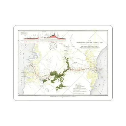 Central America - Panama Canal (1905) (Map) STICKER Vinyl Kiss-Cut Decal 3 Inch White - The Sticker Space