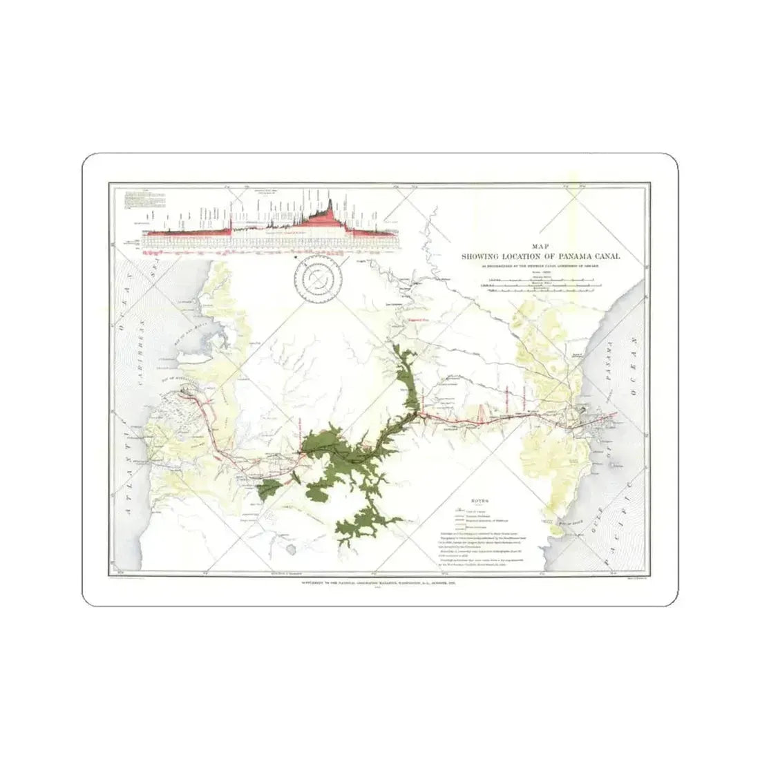 Central America - Panama Canal (1905) (Map) STICKER Vinyl Kiss-Cut Decal 6 Inch White - The Sticker Space