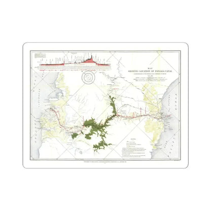 Central America - Panama Canal (1905) (Map) STICKER Vinyl Kiss-Cut Decal 6 Inch White - The Sticker Space