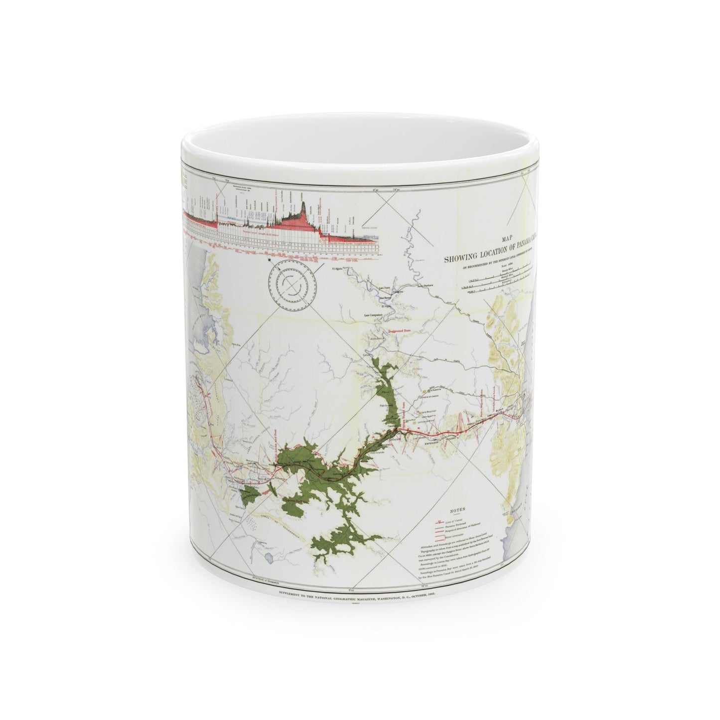 Central America - Panama Canal (1905) (Map) White Coffee Mug-11oz-The Sticker Space