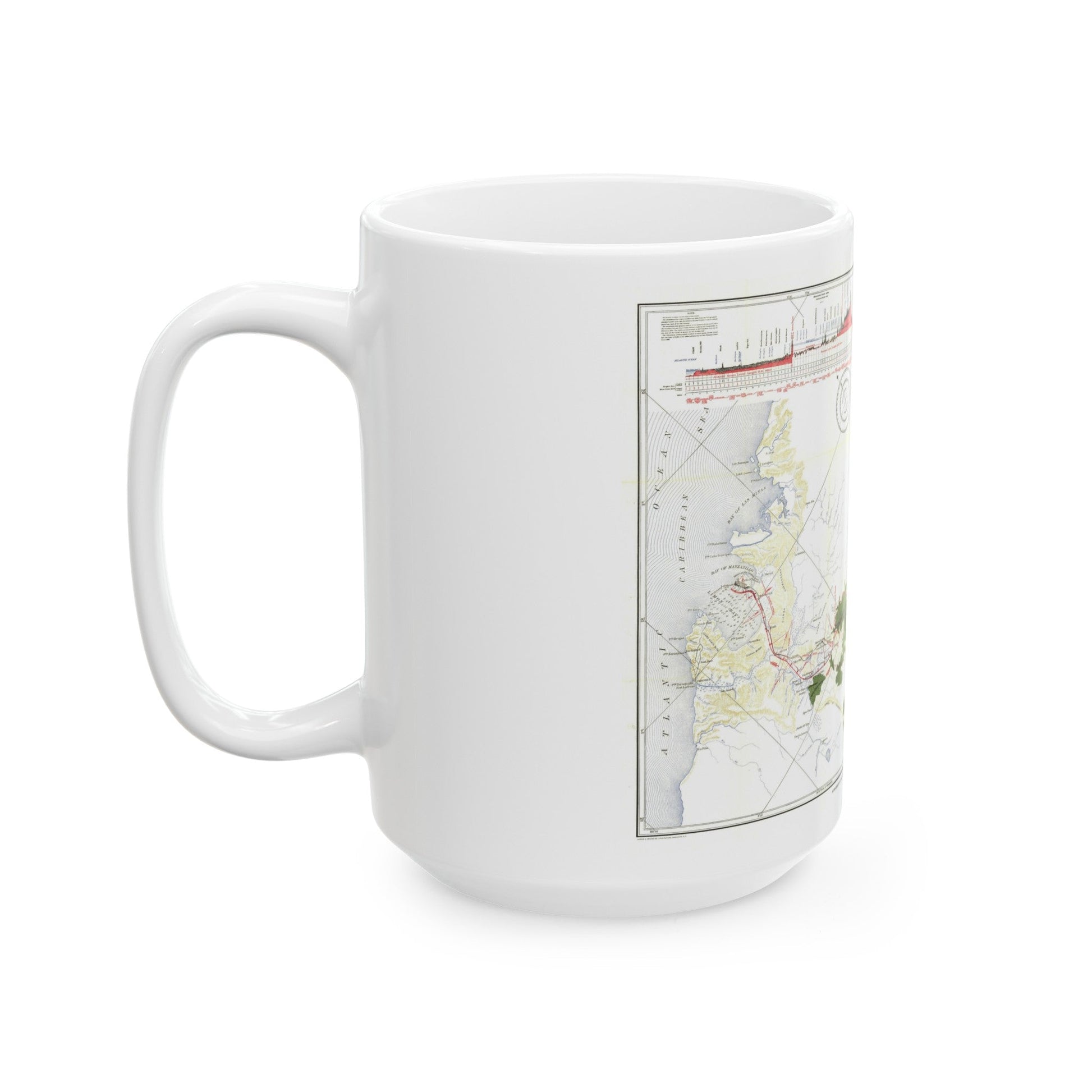 Central America - Panama Canal (1905) (Map) White Coffee Mug-The Sticker Space