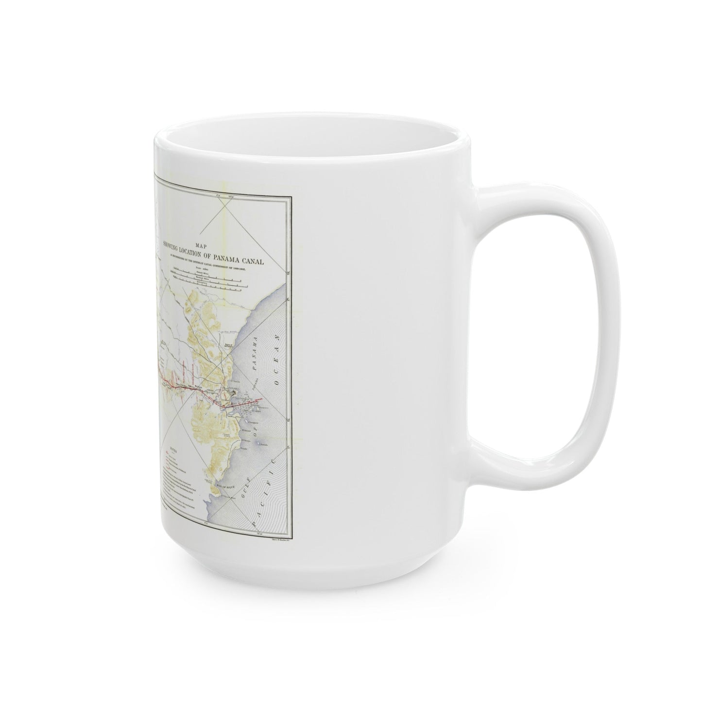 Central America - Panama Canal (1905) (Map) White Coffee Mug-The Sticker Space