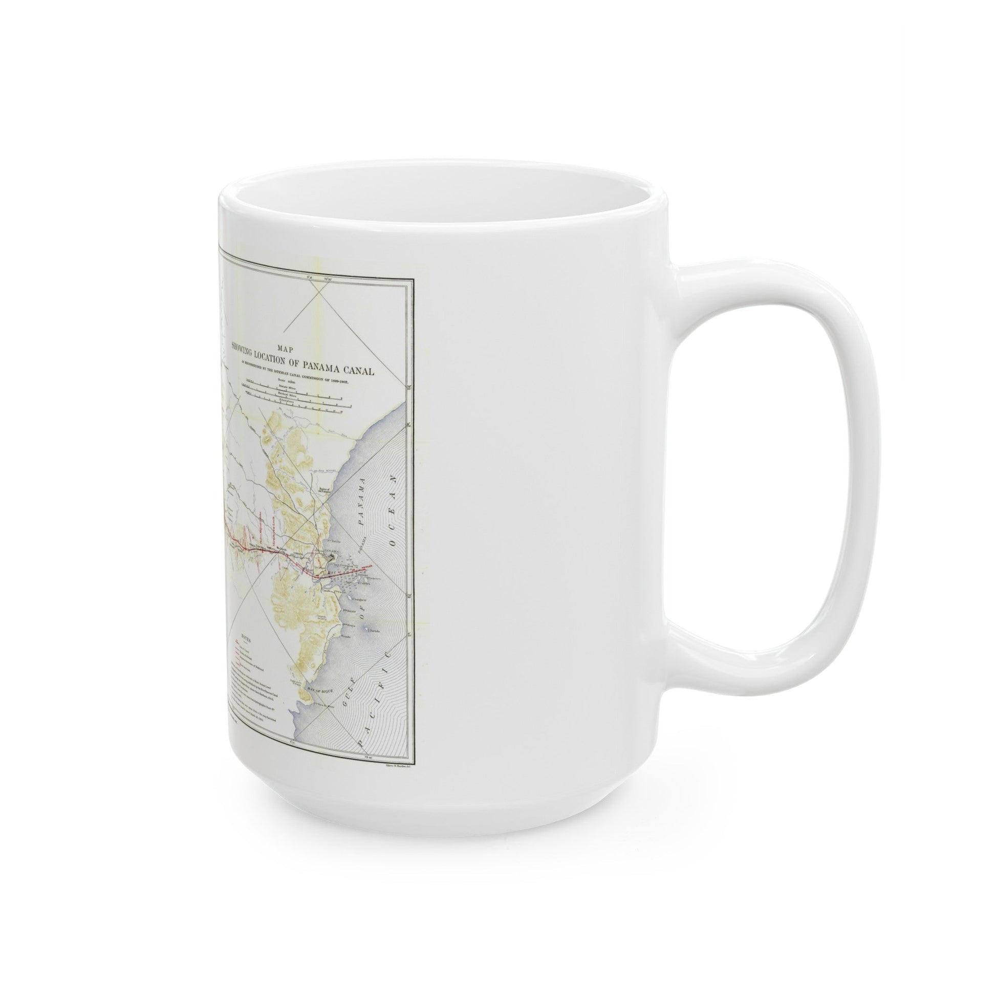 Central America - Panama Canal (1905) (Map) White Coffee Mug-The Sticker Space