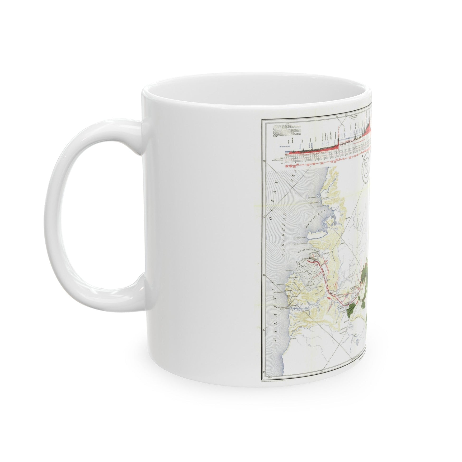 Central America - Panama Canal (1905) (Map) White Coffee Mug-The Sticker Space