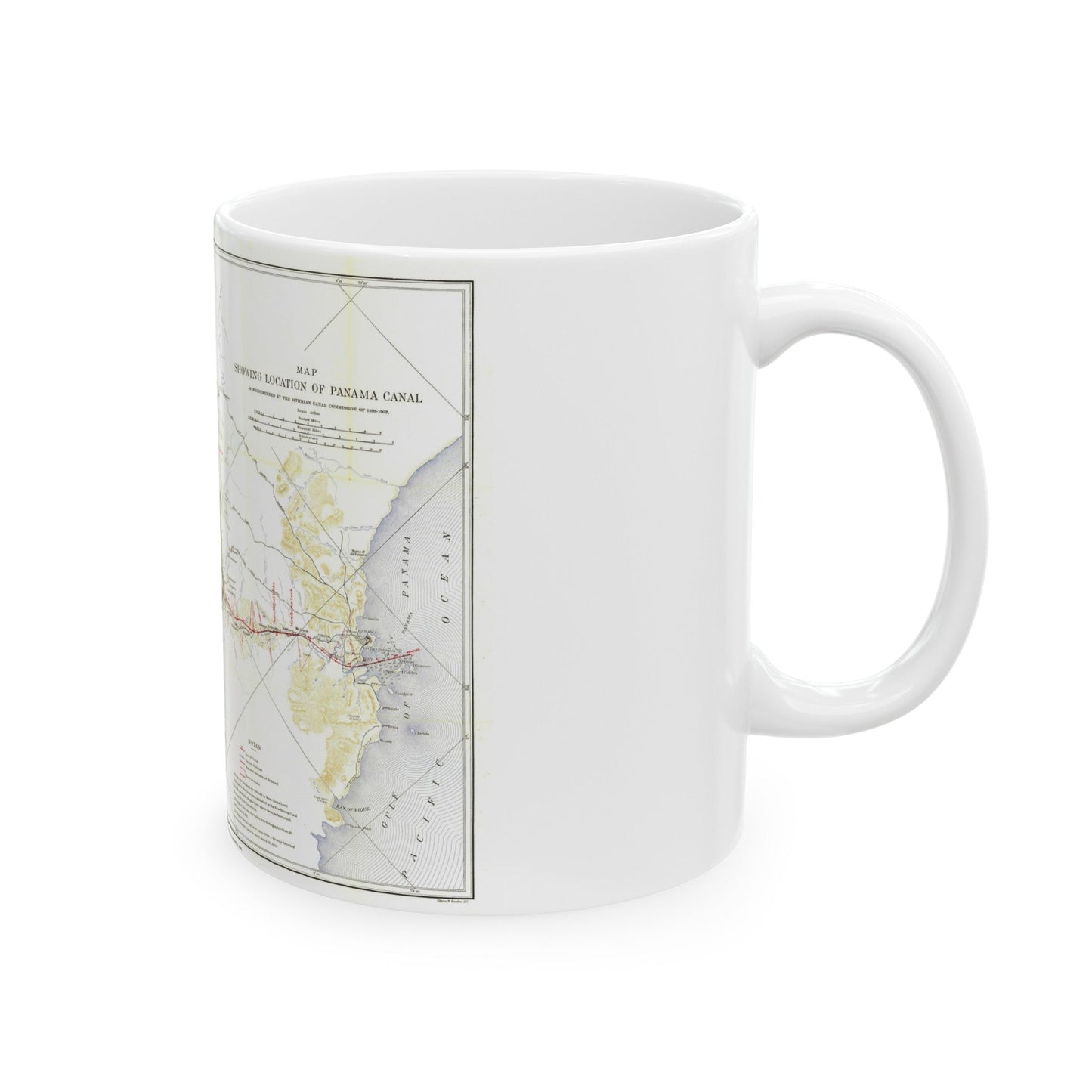 Central America - Panama Canal (1905) (Map) White Coffee Mug-The Sticker Space