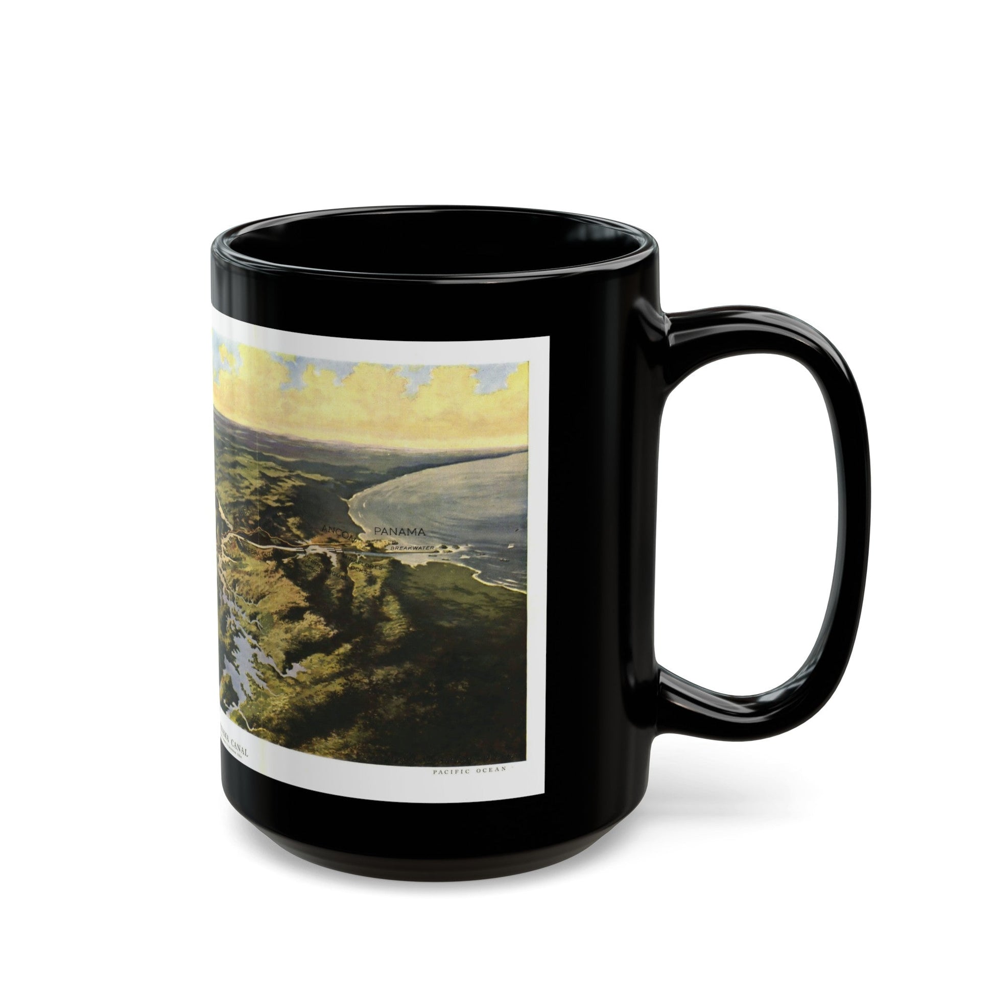 Central America - Panama Canal (1912) (Map) Black Coffee Mug-The Sticker Space