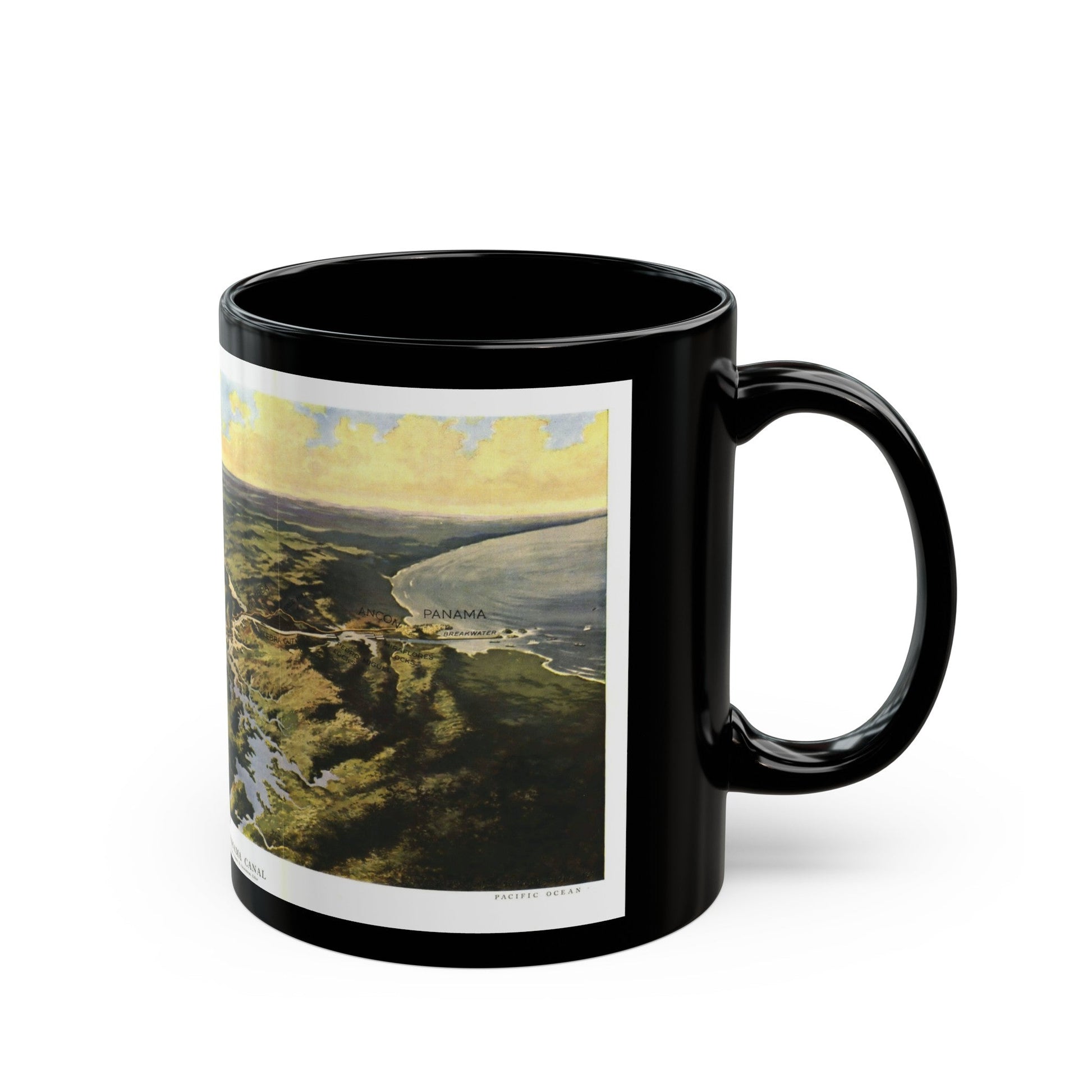 Central America - Panama Canal (1912) (Map) Black Coffee Mug-The Sticker Space