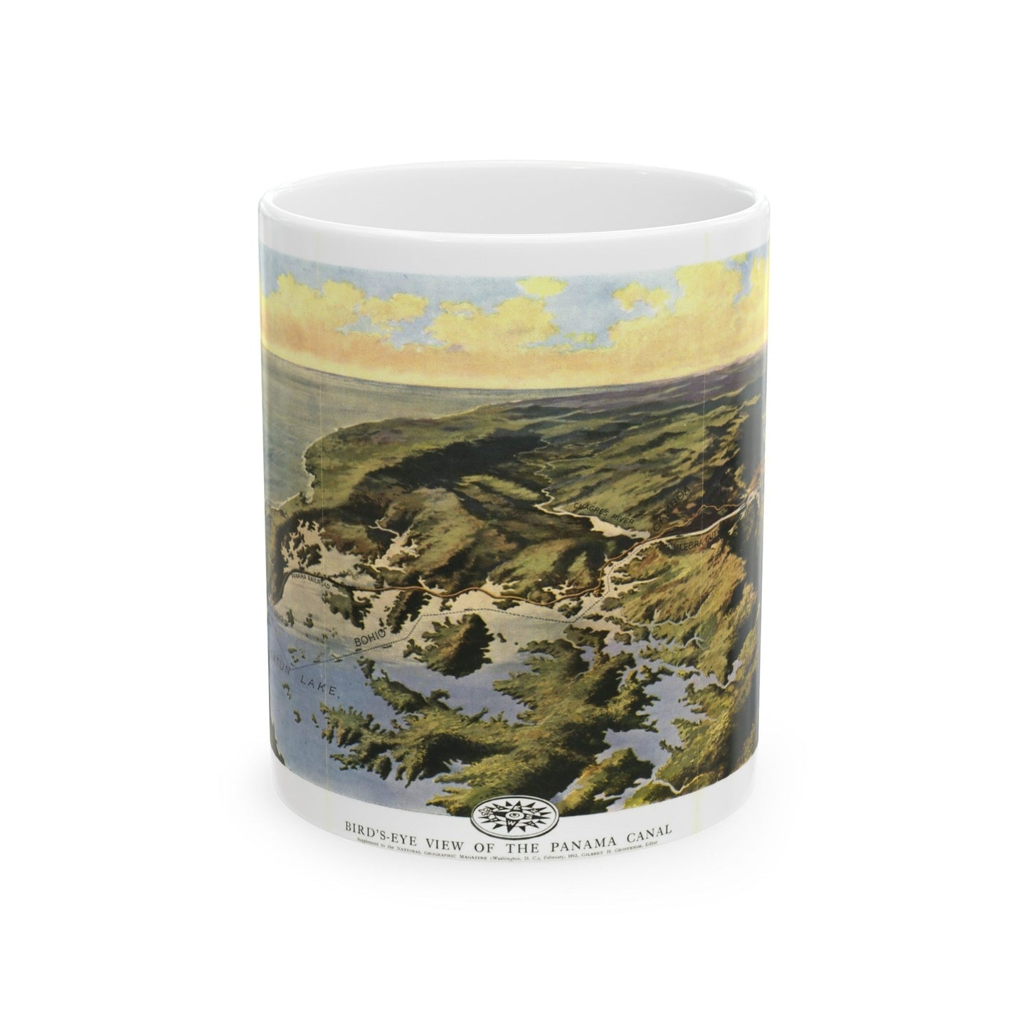 Central America - Panama Canal (1912) (Map) White Coffee Mug-11oz-The Sticker Space