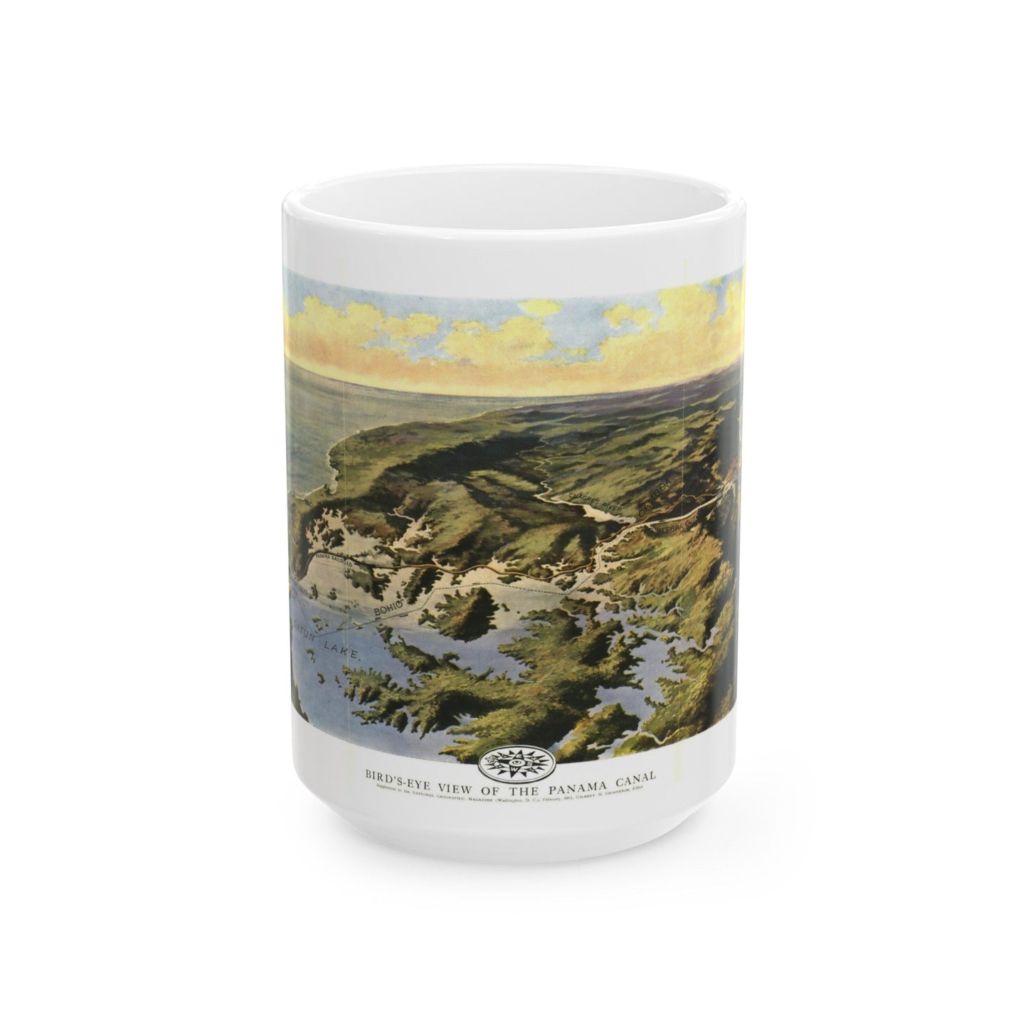 Central America - Panama Canal (1912) (Map) White Coffee Mug-15oz-The Sticker Space