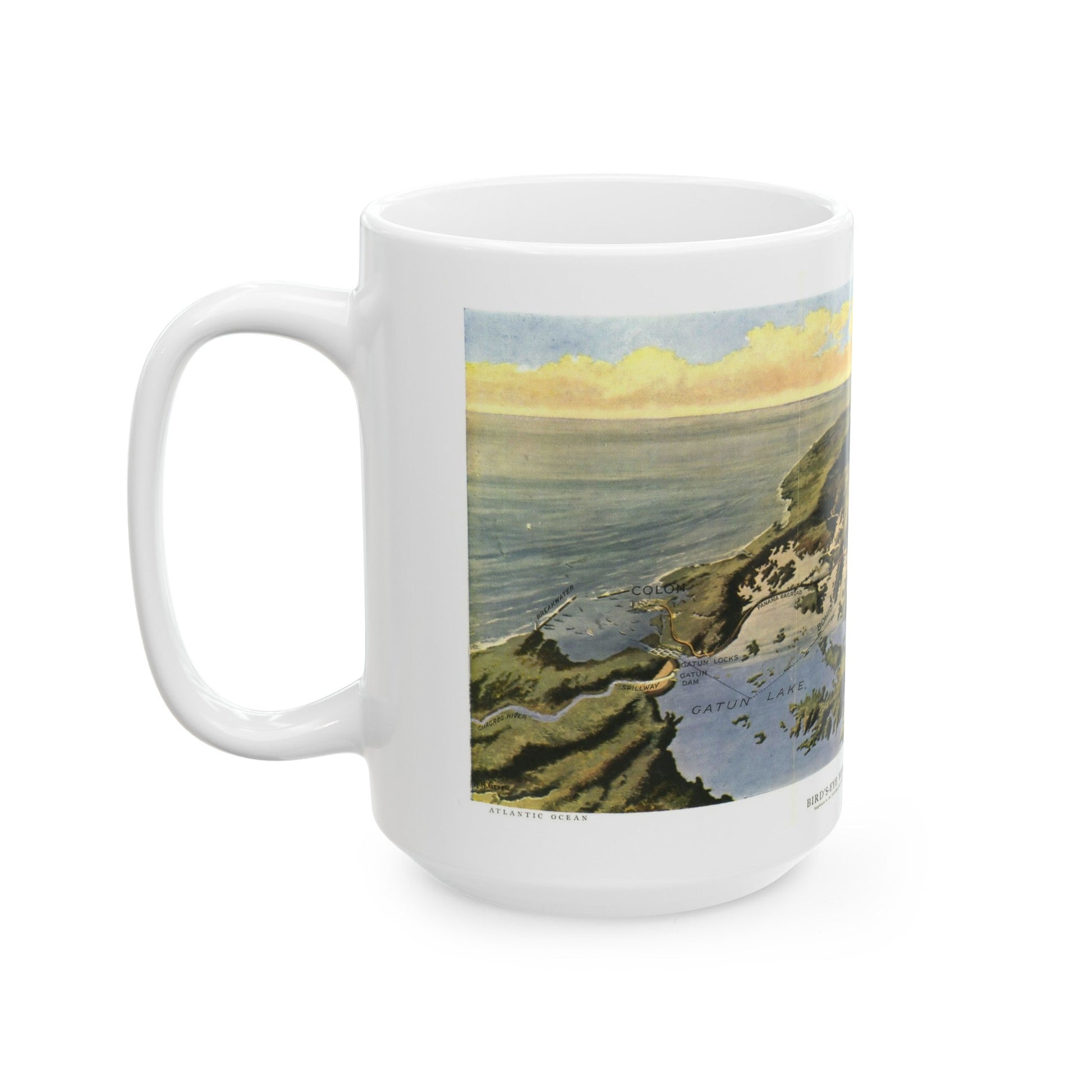 Central America - Panama Canal (1912) (Map) White Coffee Mug-The Sticker Space