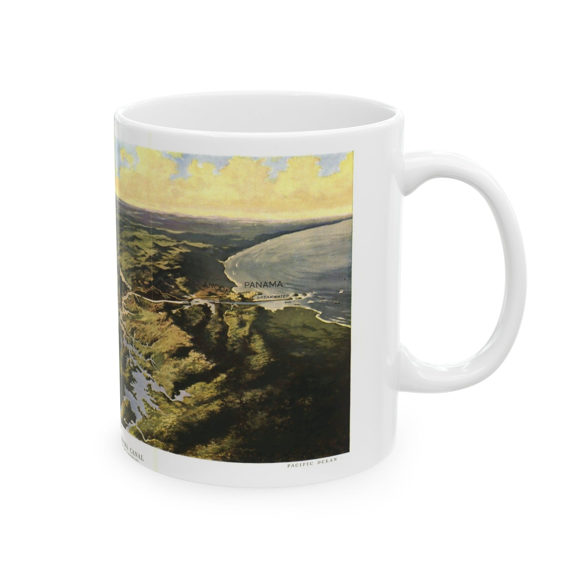 Central America - Panama Canal (1912) (Map) White Coffee Mug-The Sticker Space