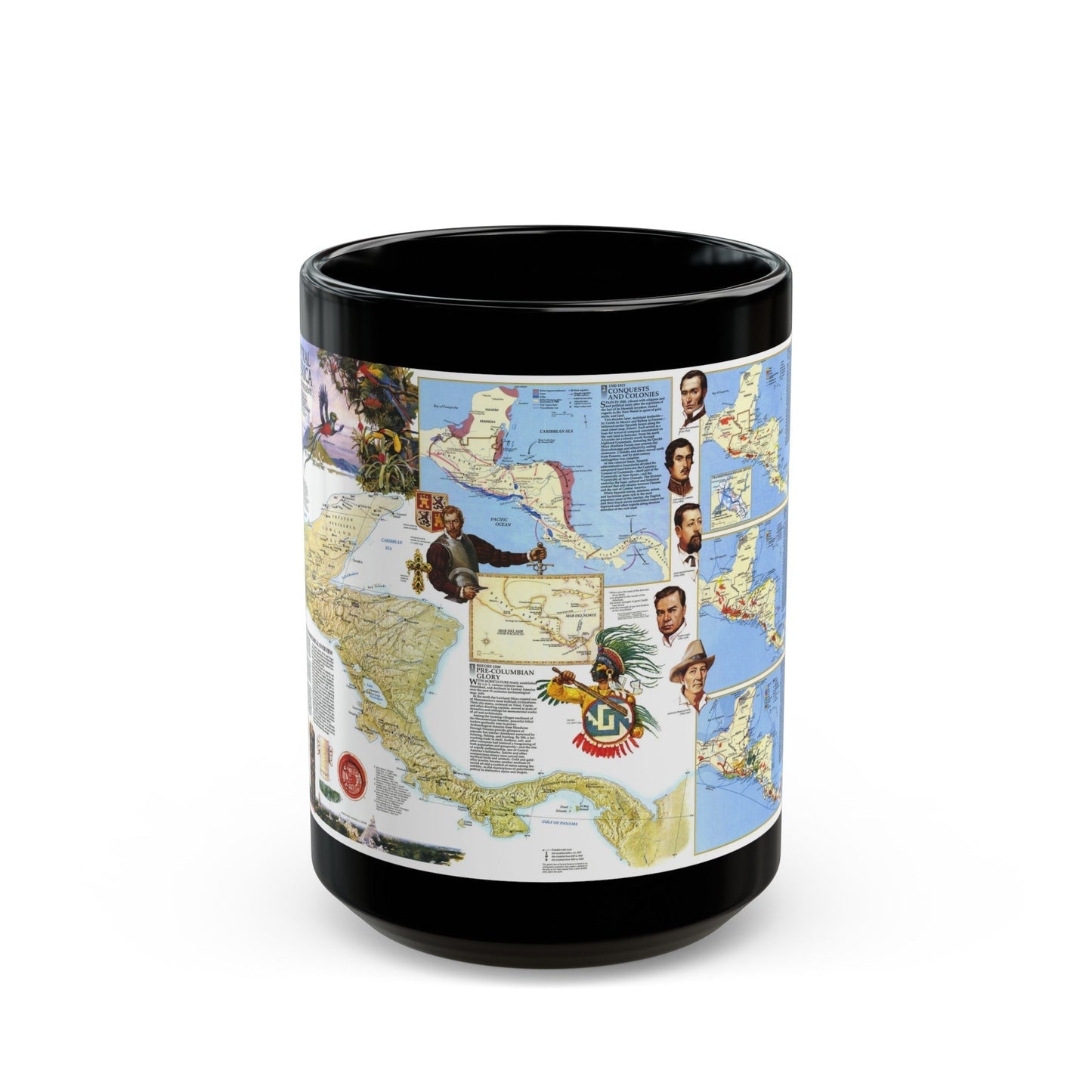 Central America Past and Present (1986) (Map) Black Coffee Mug-15oz-The Sticker Space