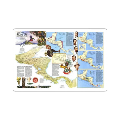 Central America Past and Present (1986) (Map) STICKER Vinyl Kiss-Cut Decal 4 Inch White - The Sticker Space
