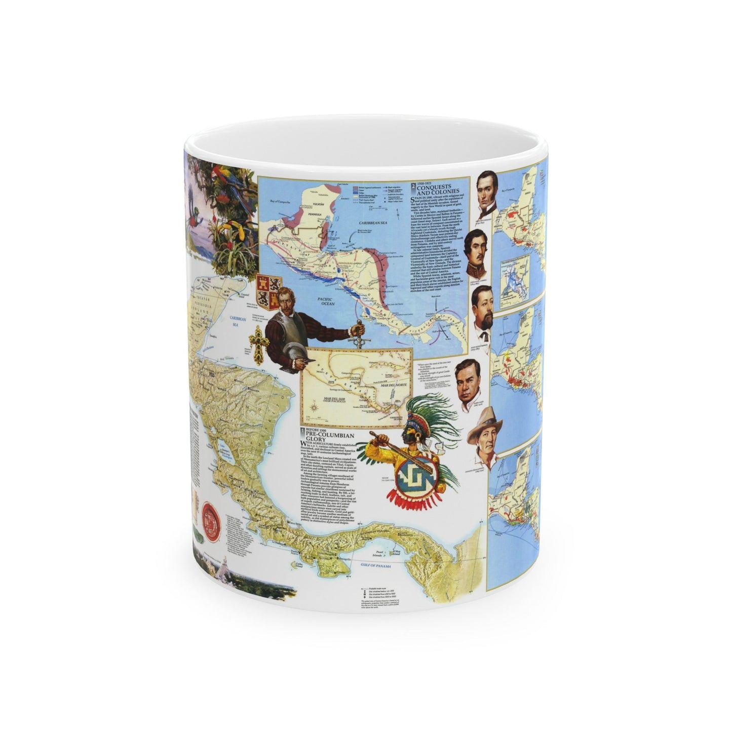 Central America Past and Present (1986) (Map) White Coffee Mug-11oz-The Sticker Space