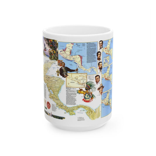 Central America Past and Present (1986) (Map) White Coffee Mug-15oz-The Sticker Space