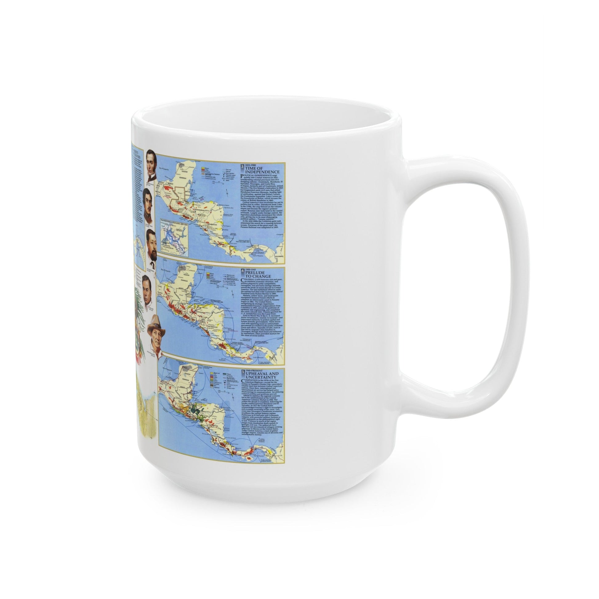 Central America Past and Present (1986) (Map) White Coffee Mug-The Sticker Space