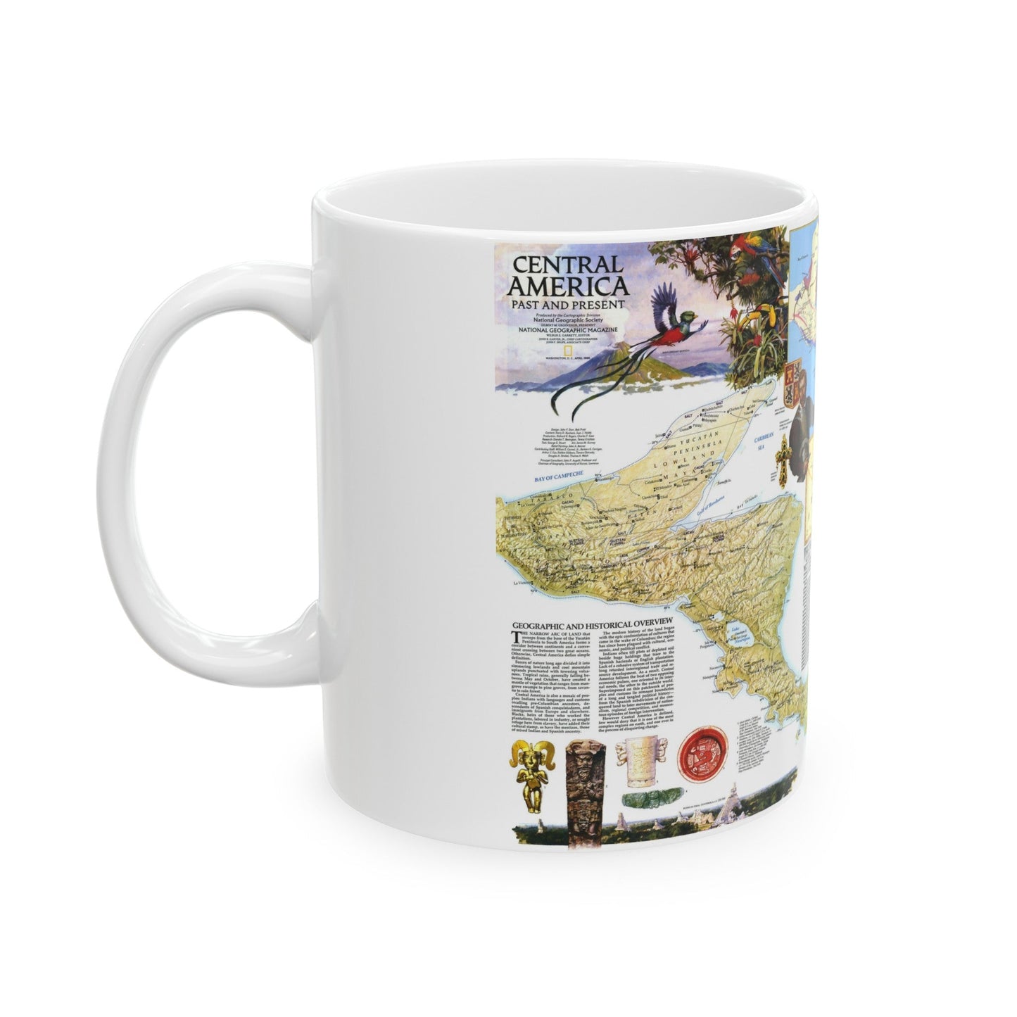 Central America Past and Present (1986) (Map) White Coffee Mug-The Sticker Space