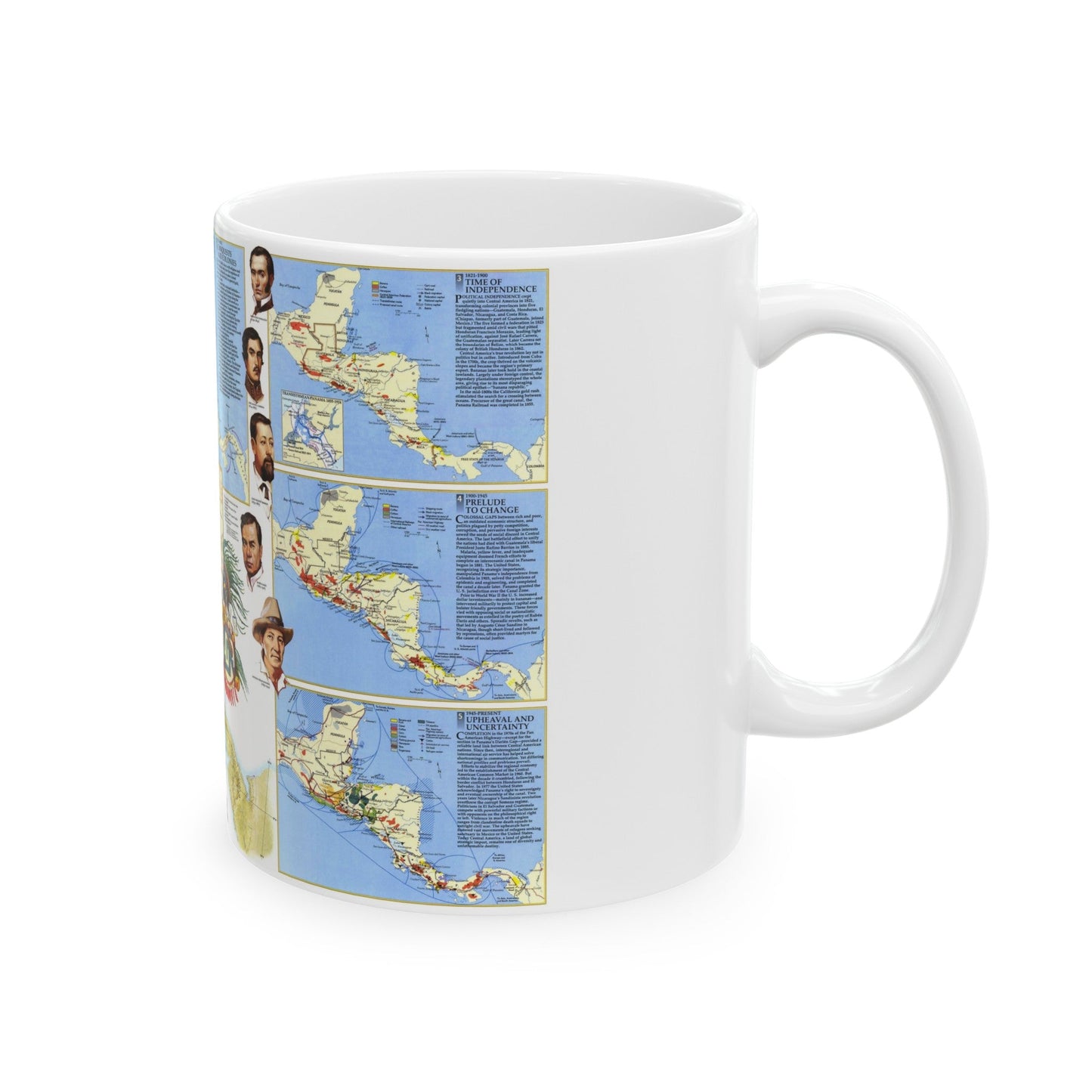 Central America Past and Present (1986) (Map) White Coffee Mug-The Sticker Space