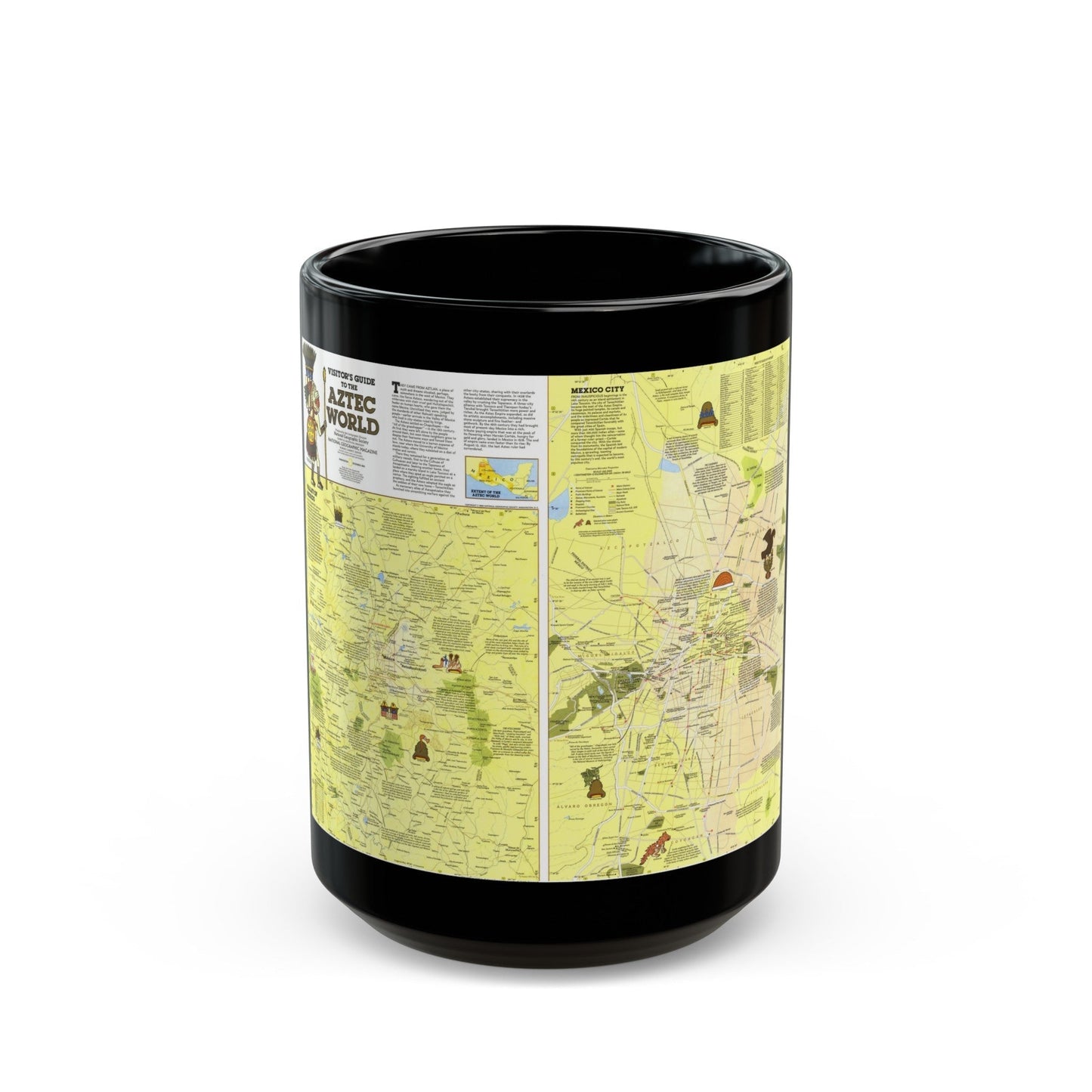 Central America - The Aztec World (1980) (Map) Black Coffee Mug-15oz-The Sticker Space