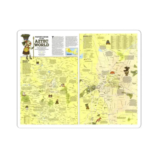 Central America - The Aztec World (1980) (Map) STICKER Vinyl Kiss-Cut Decal 2 Inch White - The Sticker Space
