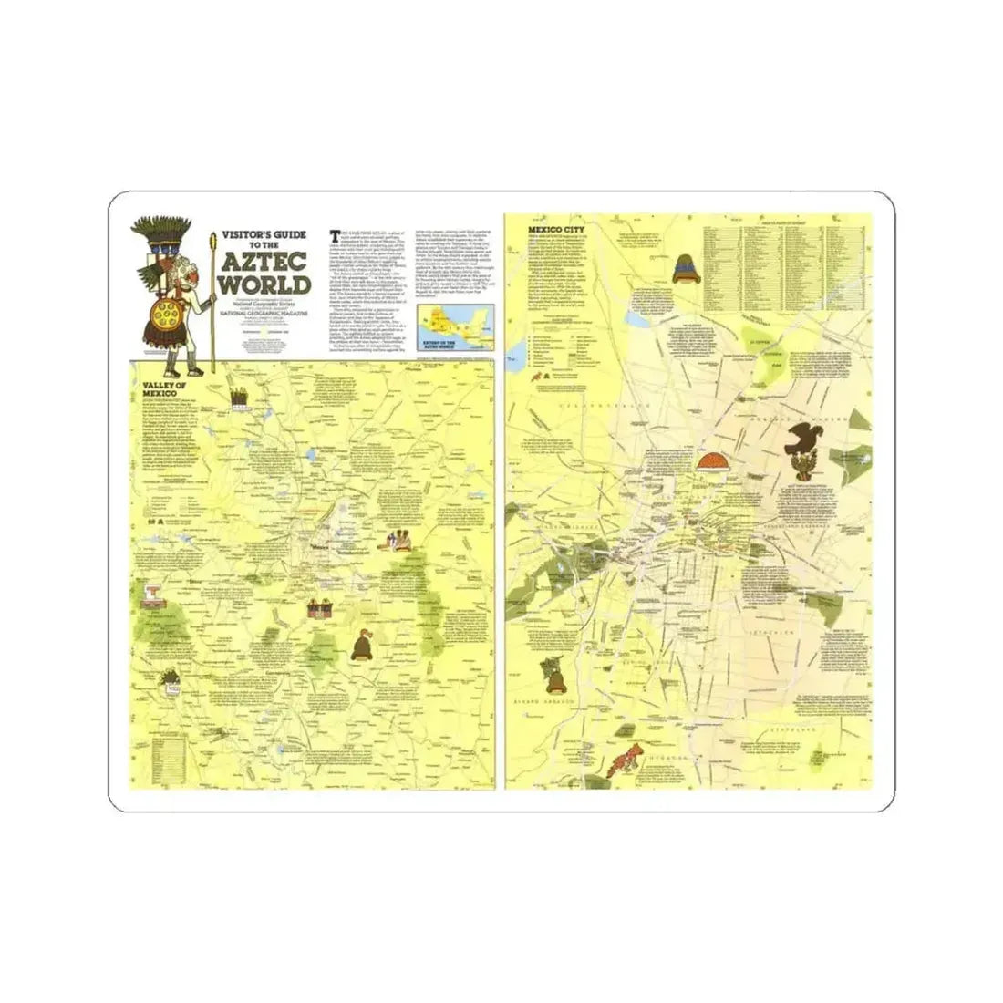 Central America - The Aztec World (1980) (Map) STICKER Vinyl Kiss-Cut Decal 3 Inch White - The Sticker Space