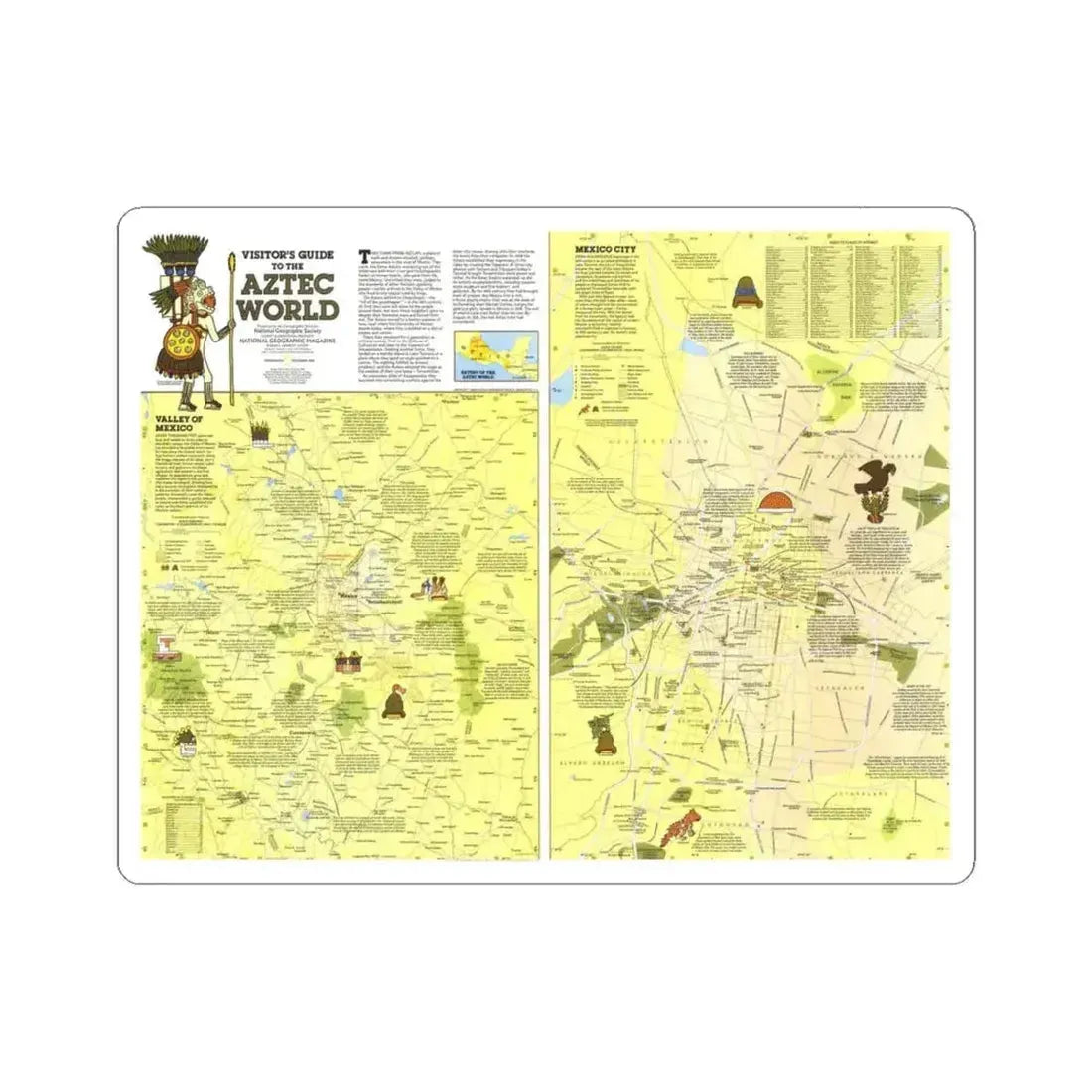 Central America - The Aztec World (1980) (Map) STICKER Vinyl Kiss-Cut Decal 4 Inch White - The Sticker Space