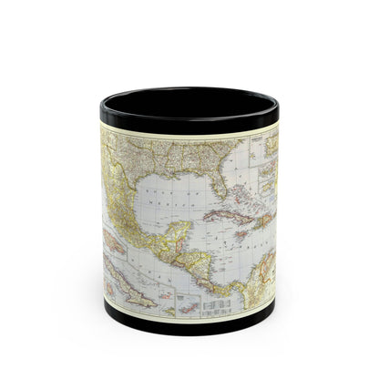 Central America - The Caribbean (1947) (Map) Black Coffee Mug-11oz-The Sticker Space