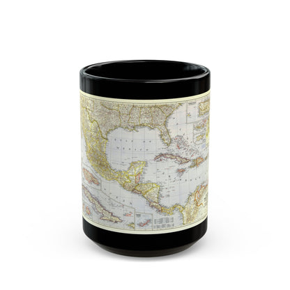 Central America - The Caribbean (1947) (Map) Black Coffee Mug-15oz-The Sticker Space