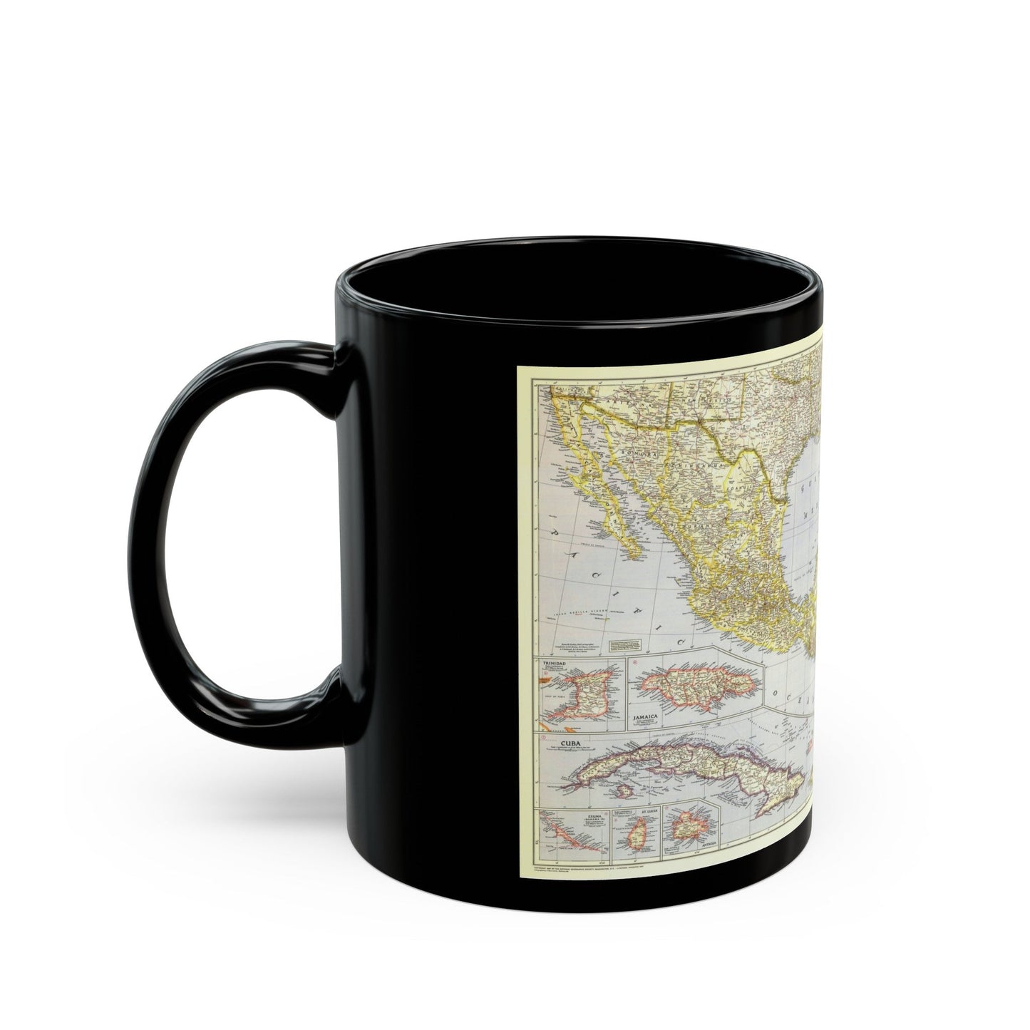 Central America - The Caribbean (1947) (Map) Black Coffee Mug-The Sticker Space