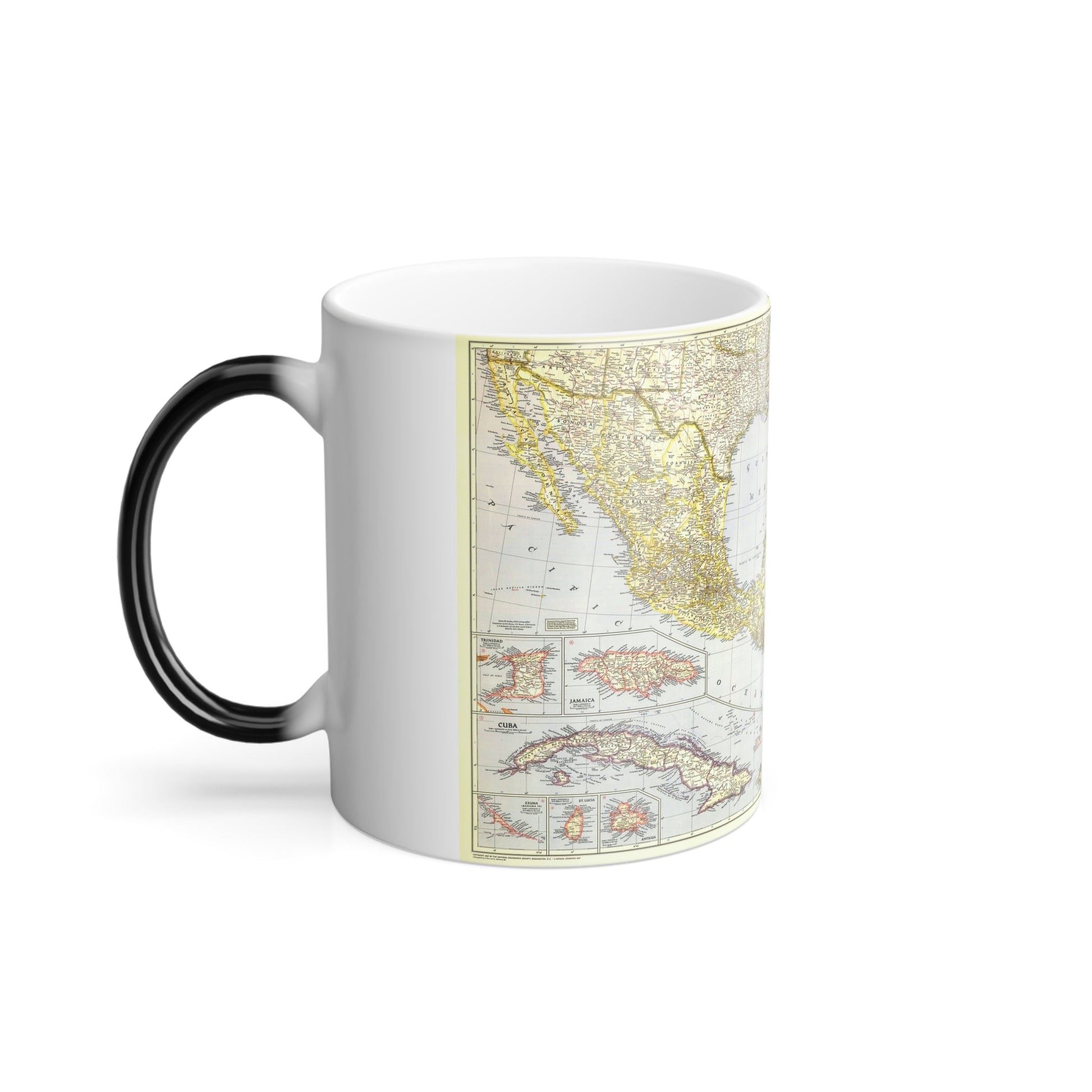 Central America - The Caribbean (1947) (Map) Color Changing Mug 11oz-11oz-The Sticker Space