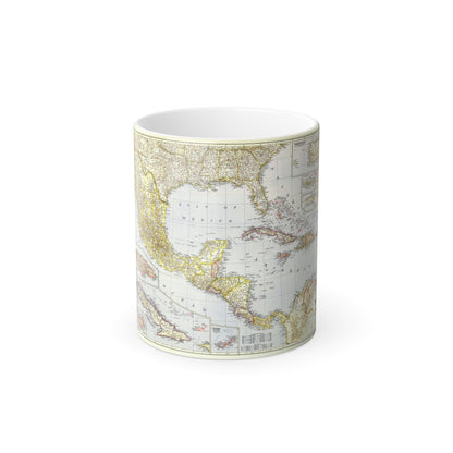 Central America - The Caribbean (1947) (Map) Color Changing Mug 11oz-11oz-The Sticker Space