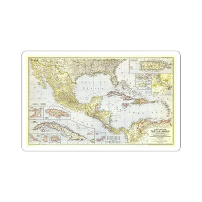 Central America - The Caribbean (1947) (Map) STICKER Vinyl Kiss-Cut Decal 3 Inch White - The Sticker Space