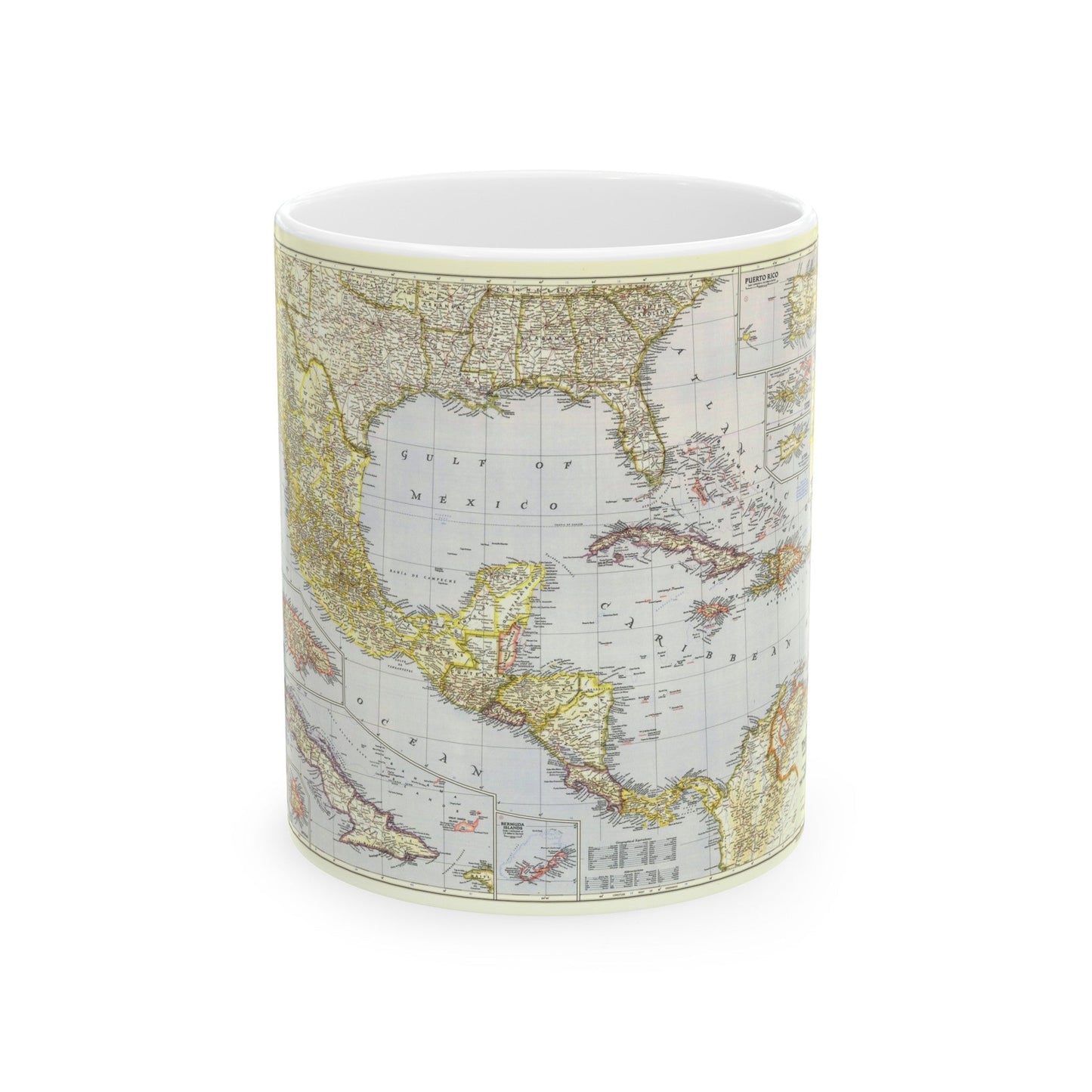 Central America - The Caribbean (1947) (Map) White Coffee Mug-11oz-The Sticker Space