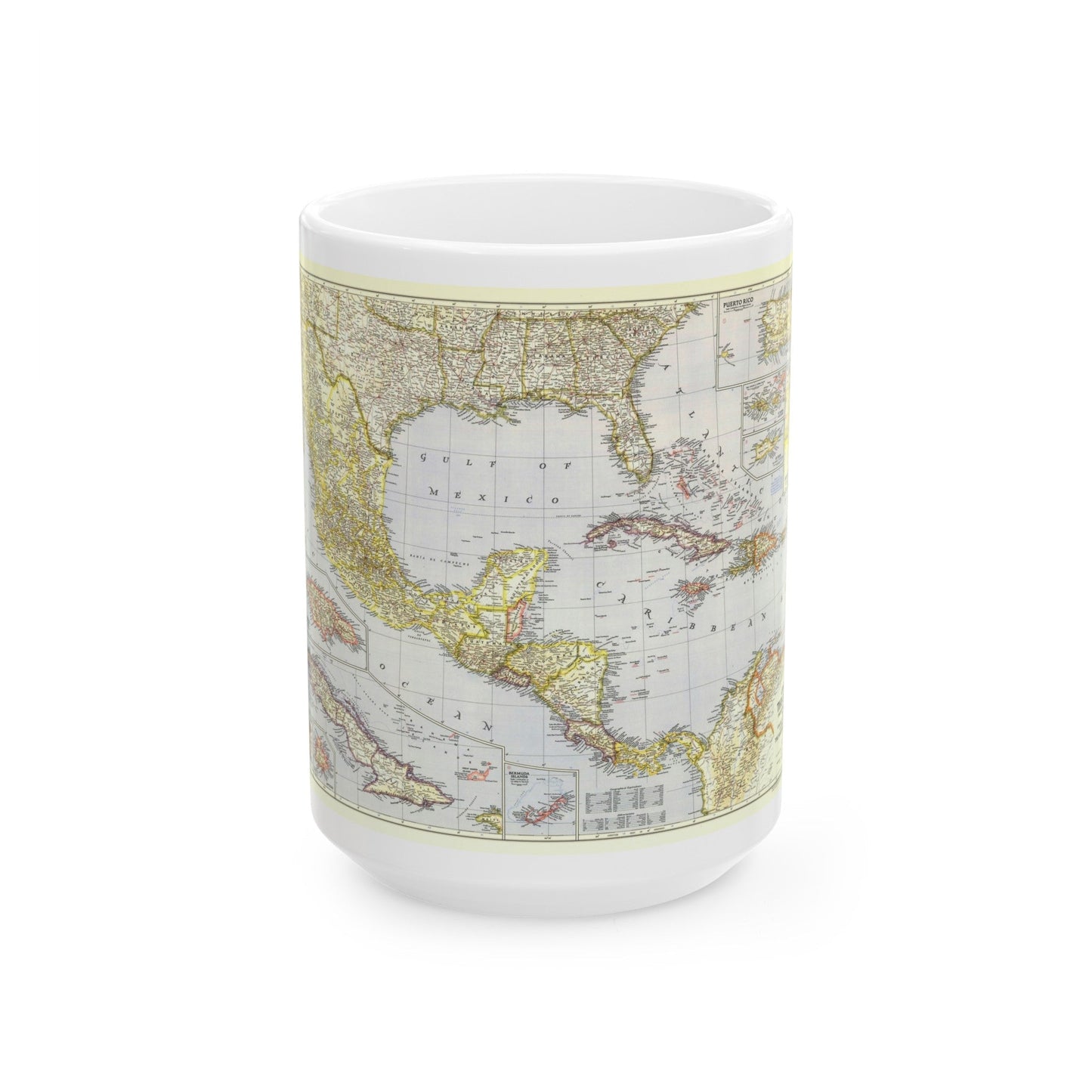 Central America - The Caribbean (1947) (Map) White Coffee Mug-15oz-The Sticker Space