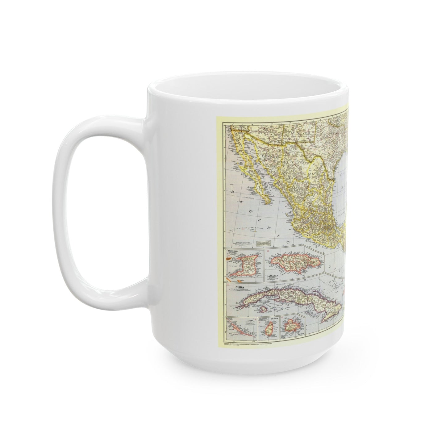 Central America - The Caribbean (1947) (Map) White Coffee Mug-The Sticker Space