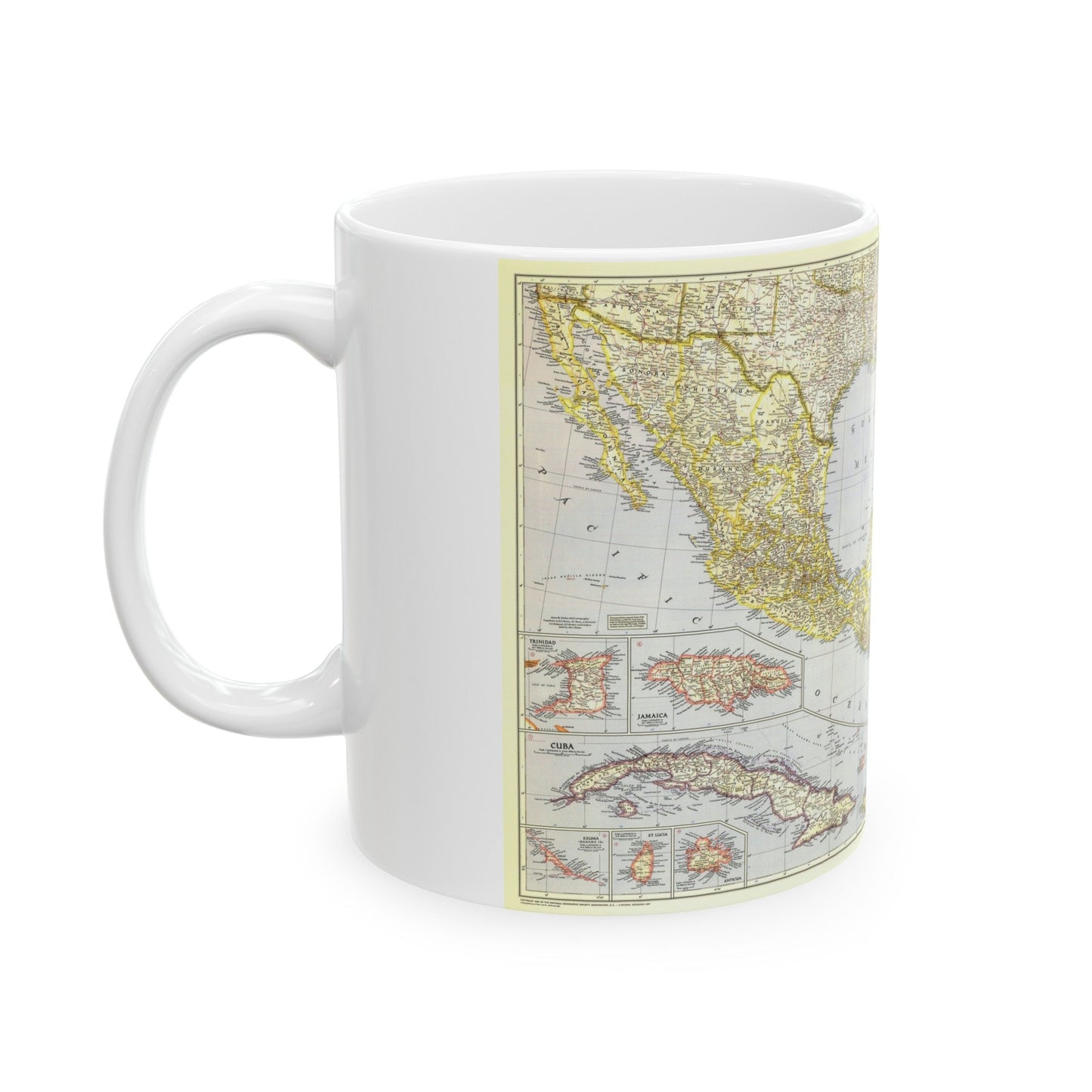 Central America - The Caribbean (1947) (Map) White Coffee Mug-The Sticker Space