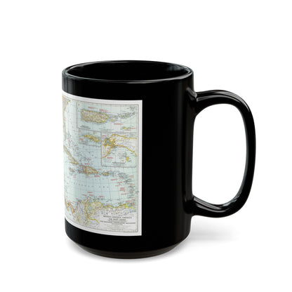 Central America & West Indies (1939) (Map) Black Coffee Mug-The Sticker Space