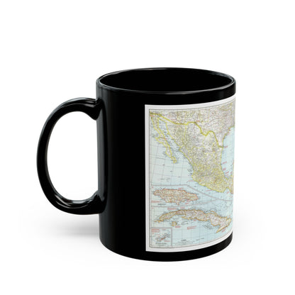 Central America & West Indies (1939) (Map) Black Coffee Mug-The Sticker Space