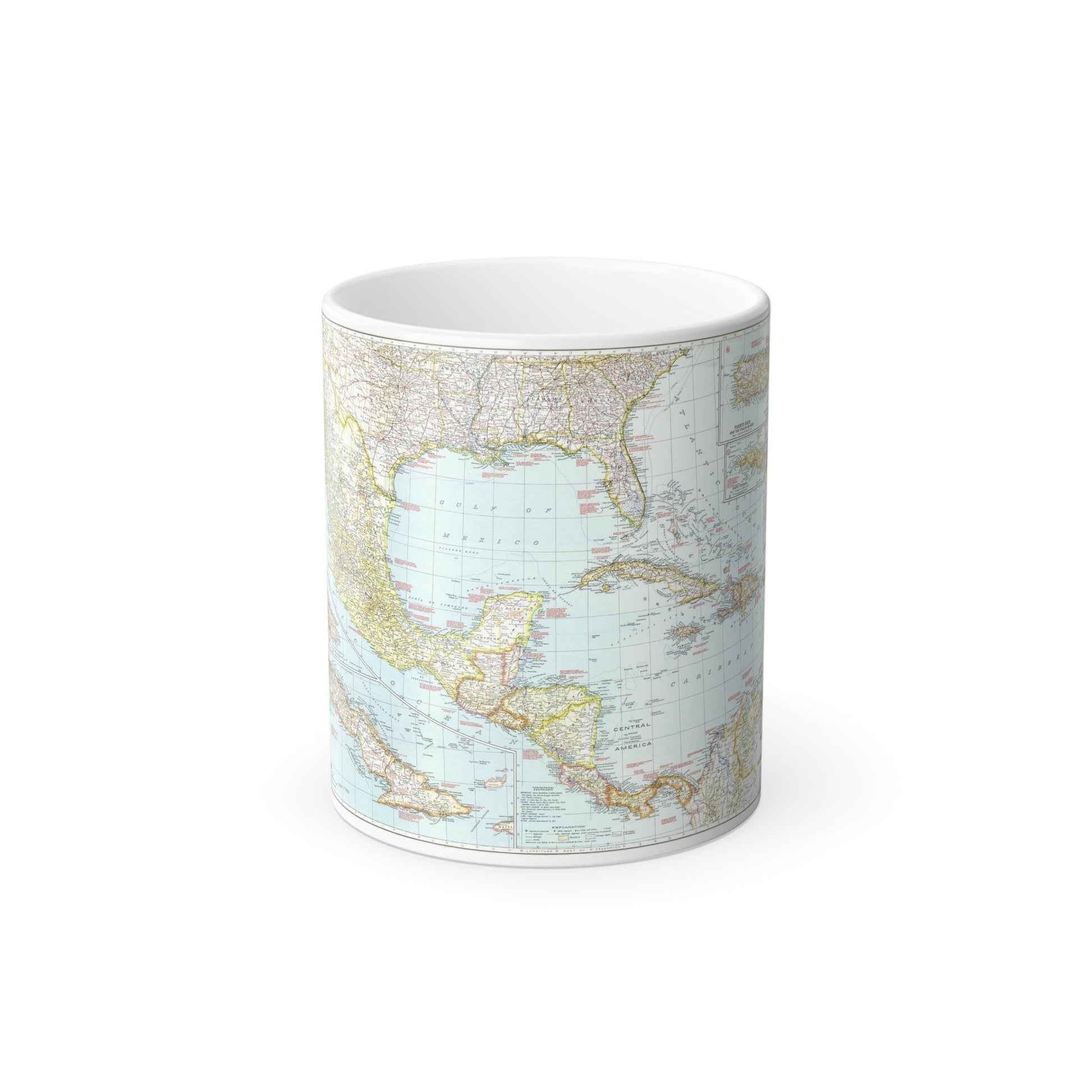 Central America & West Indies (1939) (Map) Color Changing Mug 11oz-11oz-The Sticker Space