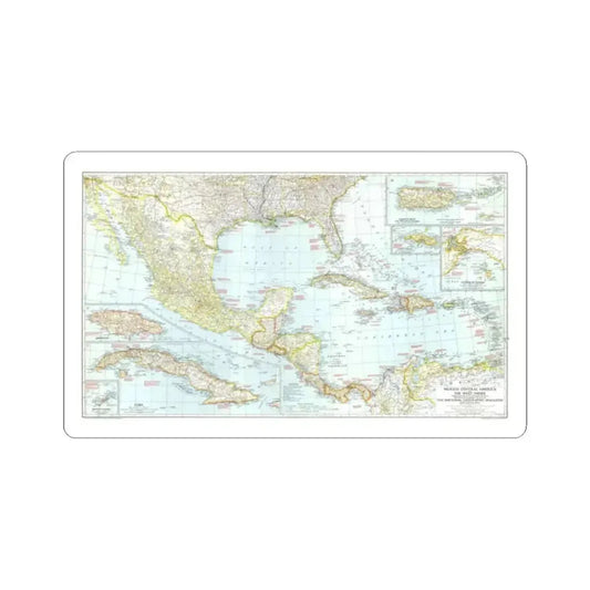 Central America & West Indies (1939) (Map) STICKER Vinyl Kiss-Cut Decal 2 Inch White - The Sticker Space