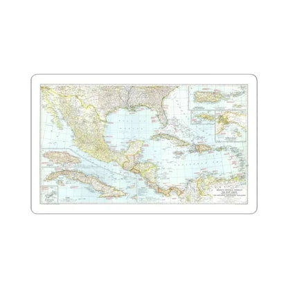 Central America & West Indies (1939) (Map) STICKER Vinyl Kiss-Cut Decal 3 Inch White - The Sticker Space