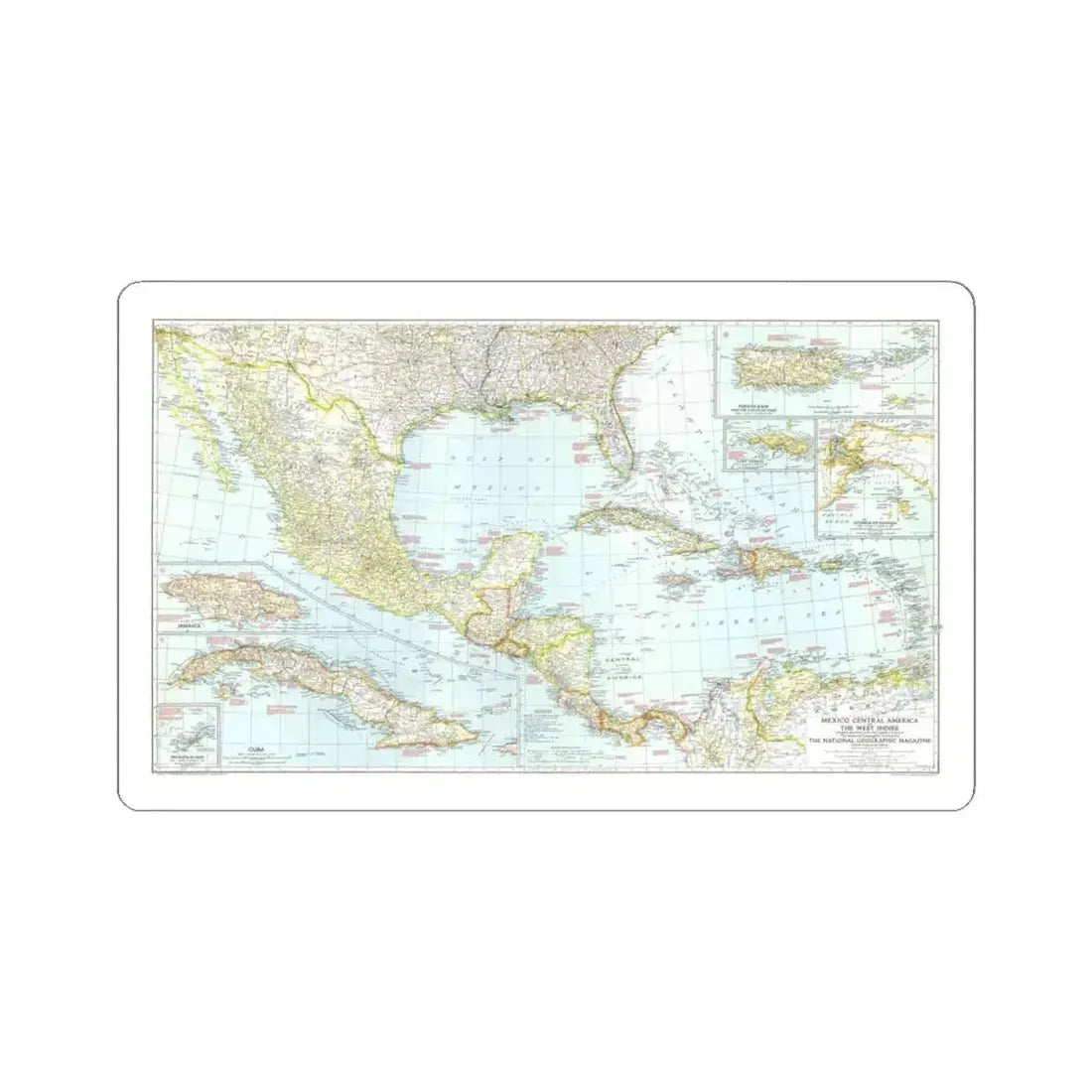 Central America & West Indies (1939) (Map) STICKER Vinyl Kiss-Cut Decal 4 Inch White - The Sticker Space