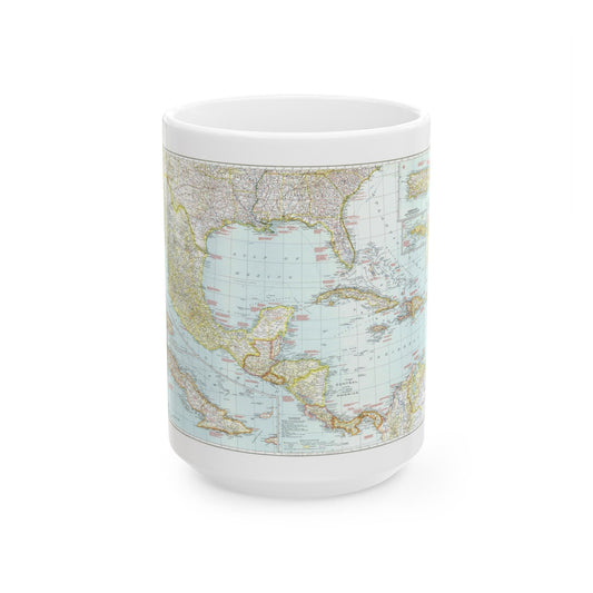 Central America & West Indies (1939) (Map) White Coffee Mug-15oz-The Sticker Space