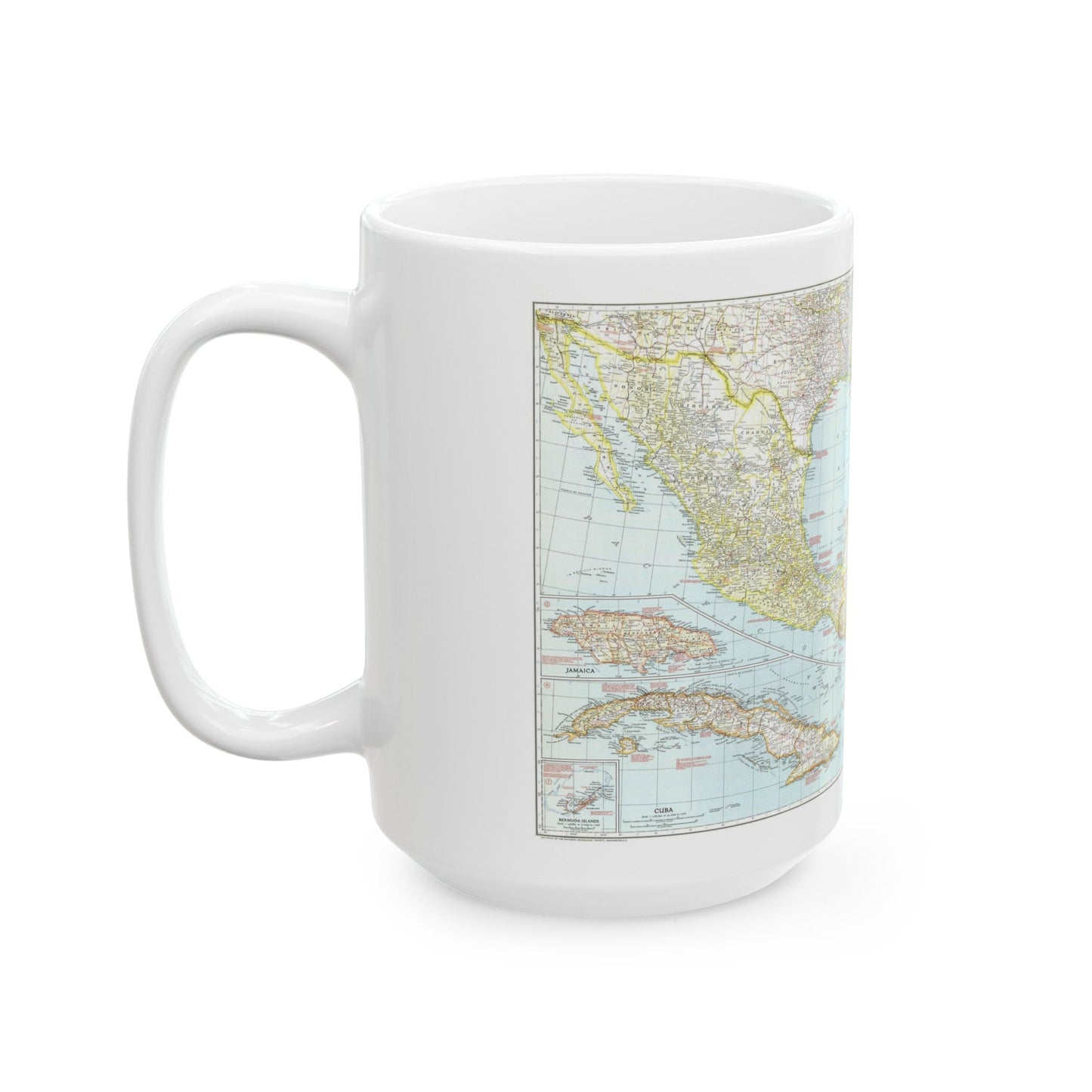 Central America & West Indies (1939) (Map) White Coffee Mug-The Sticker Space