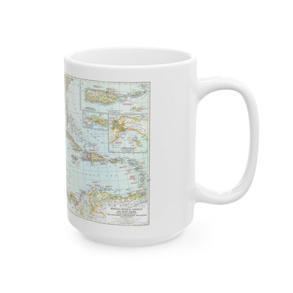 Central America & West Indies (1939) (Map) White Coffee Mug-The Sticker Space